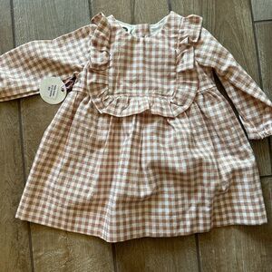 Dear Loa heirloom dress. Nutmeg plaid. Size 9-12 months